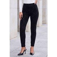 Roman Women's Flocked Bengaline Trousers in Black | Size: 10
