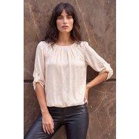 Roman Women's Jacquard Textured Bubble Hem Top in Ivory | Size: 18