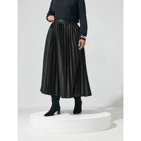 Yours Women's Pleated Satin Skirt in Black | Size: 26-28