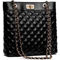 Raffaella Women's Quilted Tote Shoulder Bag in Black