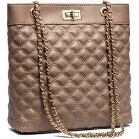 Raffaella Women's Quilted Tote Shoulder Bag in Taupe