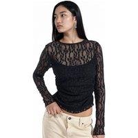 Busem Women's Slim Fit Lace Blouse in Black | Size: Large