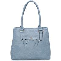 Fontanella Fashion Women's Mayer Ribbon Dual Compartment PU Leather Shoulder Tote Bag in Light Blue