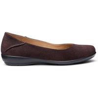 Hotter Women's Wide Fit 'Birdie' Ballerina Pumps in Chocolate | Size: 4