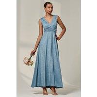 Jolie Moi Women's Wrapped Bodice Jersey Maxi Dress in Blue | Size: 18