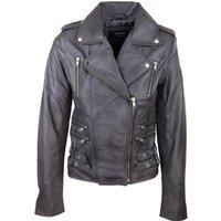 TruClothing Women's Soft Leather Racing Biker Short Jacket in Grey | Size: XS