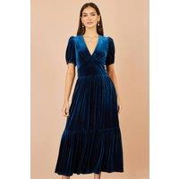Yumi Women's Velvet Midi Dress in Teal | Size: 14
