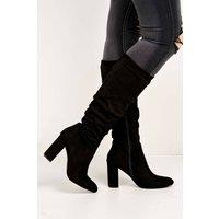 Miss Diva Women's Aphi Knee High Block Heel Boots in Black | Size: 6