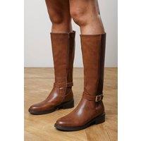 Where's That From Women's 'Javira' Riding Knee High Boots with Buckle Strap in Brown | Size: 7