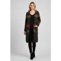 Saloos Women's Multi-Stripe Knitted Cardigan with Hoodie in Khaki | Size: 14