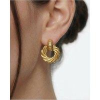 Elk & Bloom Women's Thick 14K Gold Ribbed Hoop Studs