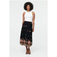 Izabel London Women's Floral High Waist A-Line Midi Skirt in Black | Size: 12