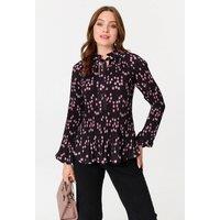 Izabel London Women's Spotty Print Long Sleeve Pleated Blouse | Size: 10