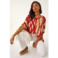 Roman Women's Abstract Buttoned Top in Red | Size: 10