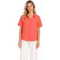Kettlewell Women's Short Sleeve Linen Blend Shirt in Coral | Size: 14