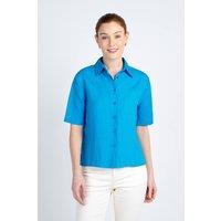 Kettlewell Women's Short Sleeve Linen Blend Shirt in Bright Blue | Size: 12