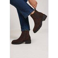 Yours Women's Cleated Chelsea Boot In Wide E & Extra Wide EEE Fit in Brown | Size: 5EEE