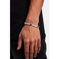 Cernucci Men's Black Motif Tennis Bracelet - White 5mm in Metallic Silver | Size: 7 inches