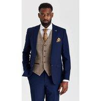 Paul Andrew Men's 3 Piece Textured Suit with Tweed Check Waistcoat | Size: 38R