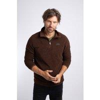 Weird Fish Men's Errill 1/4 Zip Textured Fleece in Chocolate | Size: 3XL