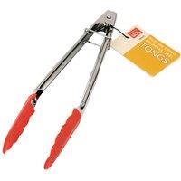 School of Wok Stainless Steel Silicone Tipped Tongs in Red