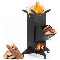 Crystals Heavy Duty Rocket Wood Burning Stove Portable Camping Cooker Cooking in Black