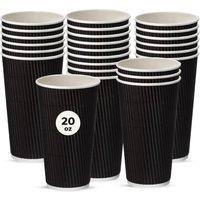 ECONX 20oz Black Paper Coffee Cups Triple Layer Cups Takeaway Coffee Cups | Size: 50 Pieces