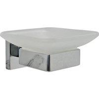 The Bath Plus Modern Bathroom Soap Holder Glass Soap Chrome Dish & Holder Wall Mounted Accessory in Silver
