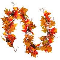 BOSK AUTUMN MAPLE - 6ft x 10" Garland with Warm White LED Microbulbs in Orange