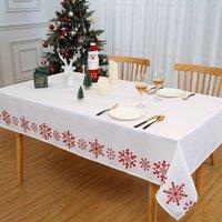London Boutique Christmas Tablecloth Washable Snowflake Table Cover 54108 in White