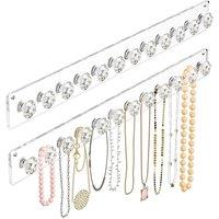 NESTLUNE 2Pcs Necklace Hangers Acrylic Necklaces Holder Wall Mounted in Clear | Size: 1000mm