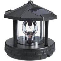 NESTLUNE LED Solar Powered Lighthouse 360 Rotating Lamp in Black