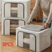Kelvenix 3PCS Clothes Storage Bags Zipped Organizer Underbed Wardrobe in Grey