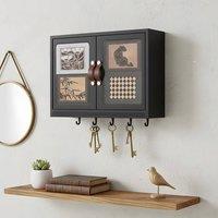 FLAVORA Medium Black 2-Door Wall Cabinet Makeup Organizer | Size: 0.6m2