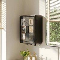 FLAVORA Large Black 2-Door Wall Cabinet Makeup Organizer | Size: 0.6m2
