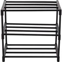 FORGEVIO 3 Tiers-44x29x38cm Narrow Shoe Rack Tall Storage Shelf in Black | Size: 0.6m2
