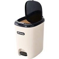 PAWNORA 12L Pedal Trash Can Plastic Waste Bin in Beige