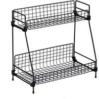 PAWNORA S 2Tier Metal Wire Basket Storage Rack in Black