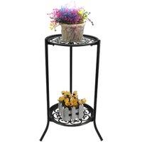 FLAVORA Metal Flower Pot Rack Plant Display Stand Shelf in Black | Size: 100 cm x 15 cm