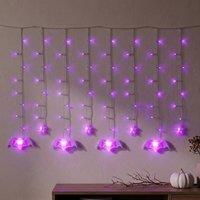 Garden Greatness Hanging Haunted LED Bat Curtain Light in Purple