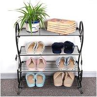 H&O Direct Metal 4 Tier S-Shape Shoe Rack in Black