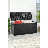 Living and Home Plastic Outdoor Garden Tool Storage Deck Box with Wheels in Black
