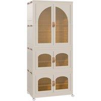 Living and Home No-Assembly Plastic Storage Cabinet Organiser in Beige | Size: Medium