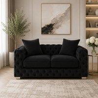 Stratus Interiors Ashley Chesterfield Scatter Back Upholstered Velvet Sofa - 2 Seater in Black