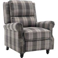Garden Sanctuary Modern Linen Recliner Chair: Push Back Armchair with Hidden Footrest in Grey