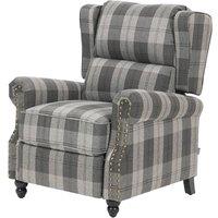 Garden Sanctuary Linen Fabric Upholstered Sofa Pushback Reclining Chair Armchair in Grey