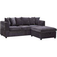 Garden Sanctuary Chenille Upholstered 3-Seater Corner Sofa with Footstool in Dark Grey