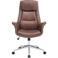 Garden Sanctuary Adjustable High Back PU Office Chair with Armrests in Brown