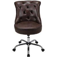 Garden Sanctuary Mid-Back PU Leather Buttoned Swivel Office Chair in Brown