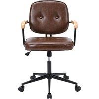 Garden Sanctuary Brown PU Office Chair with Wood Armrests